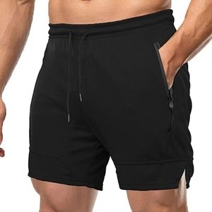 Men's Casual Athletic Shorts Gym Shorts Workout Shorts with Zipper Pockets